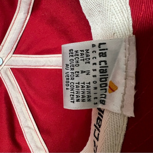 Retro Liz Claiborne Red Half Brim Hat 1990s with a Rubber Band Back - Picture 8 of 8